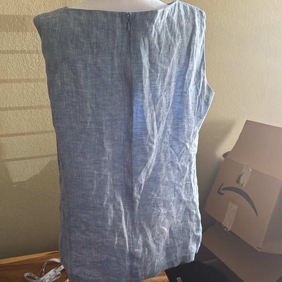 Lafayette 148 Sleeveless zip back beaded linen tunic top - Picture 2 of 5